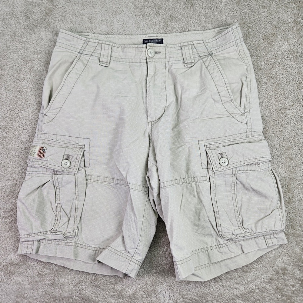 Polo‎ Jeans Company Cargo Shorts Mens 32 Ralph Lauren Tan 90s Military Style Y2K